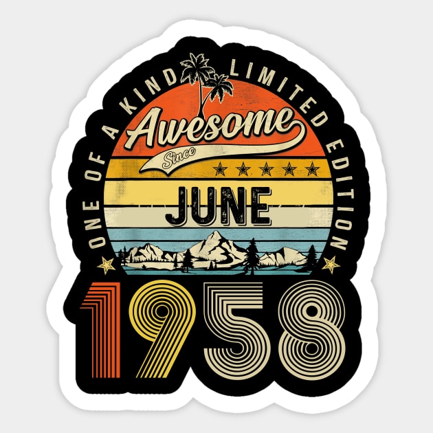 Awesome Since June Vintage 65th Birthday Sticker by nakaahikithuy